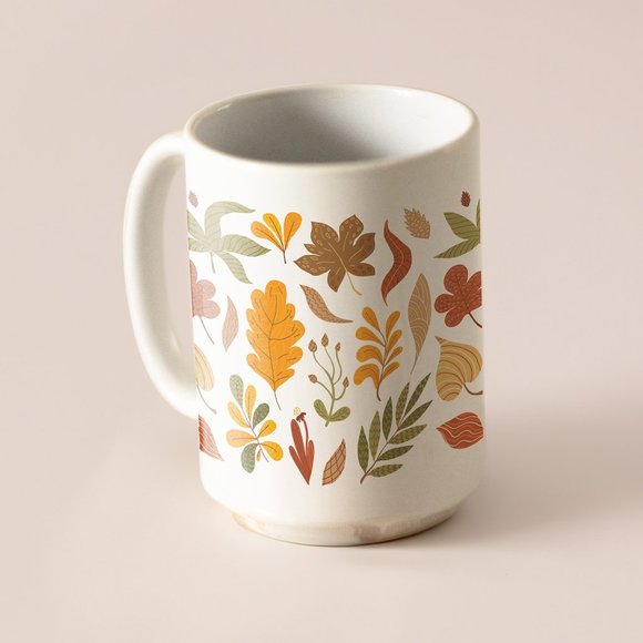 Autumn Leaves Coffee Mug. Thanksgiving Coffee Cup. Fall 15oz Ceramic Mug. - Picture 4 of 5
